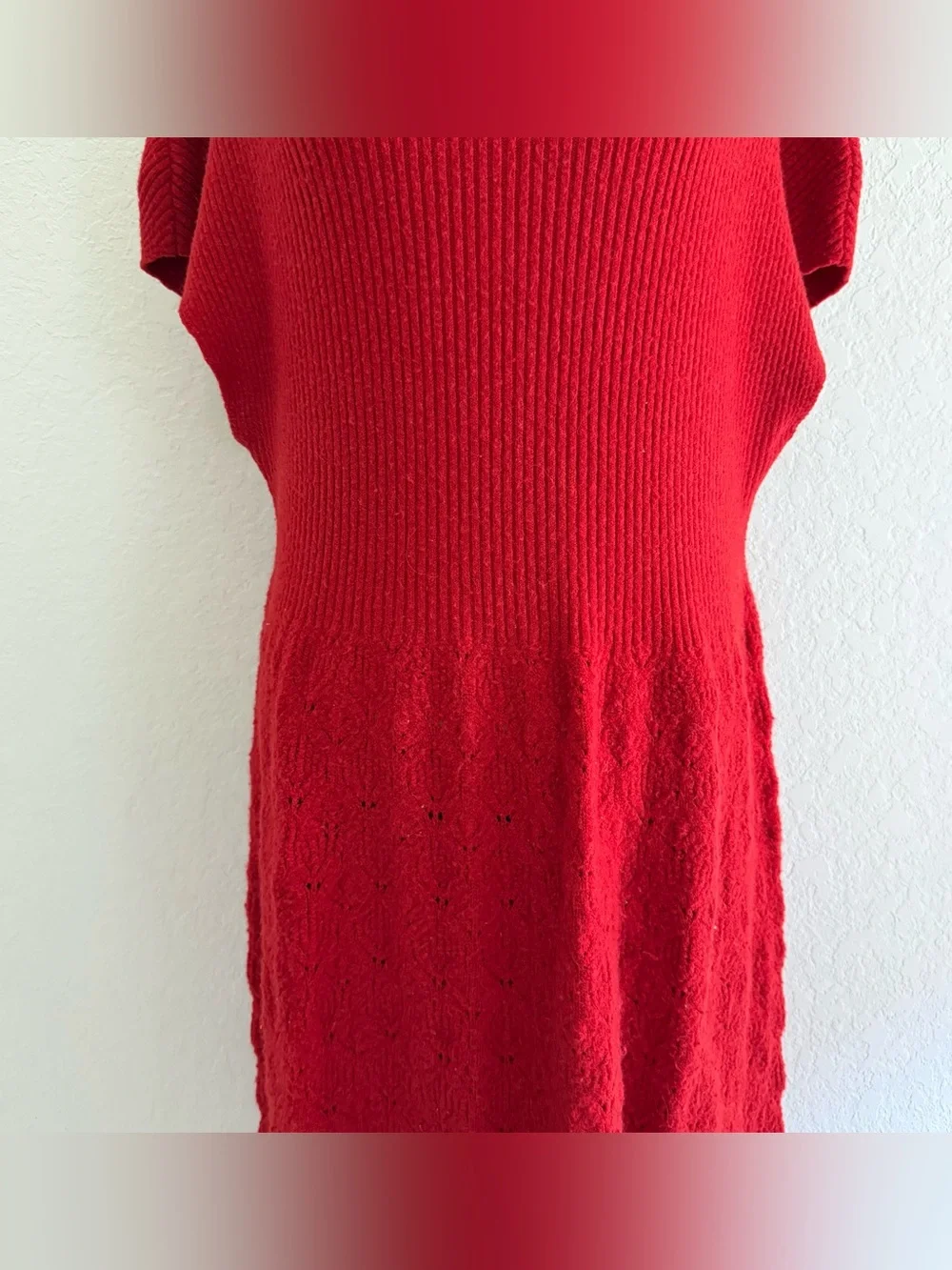 Anthropologie Feather Bone Red Sweater Dress - Picture 4 of 10